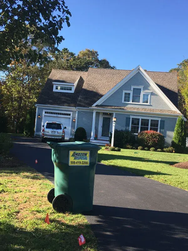 Cape Cod home with Amazon Disposal 95-gallon tote