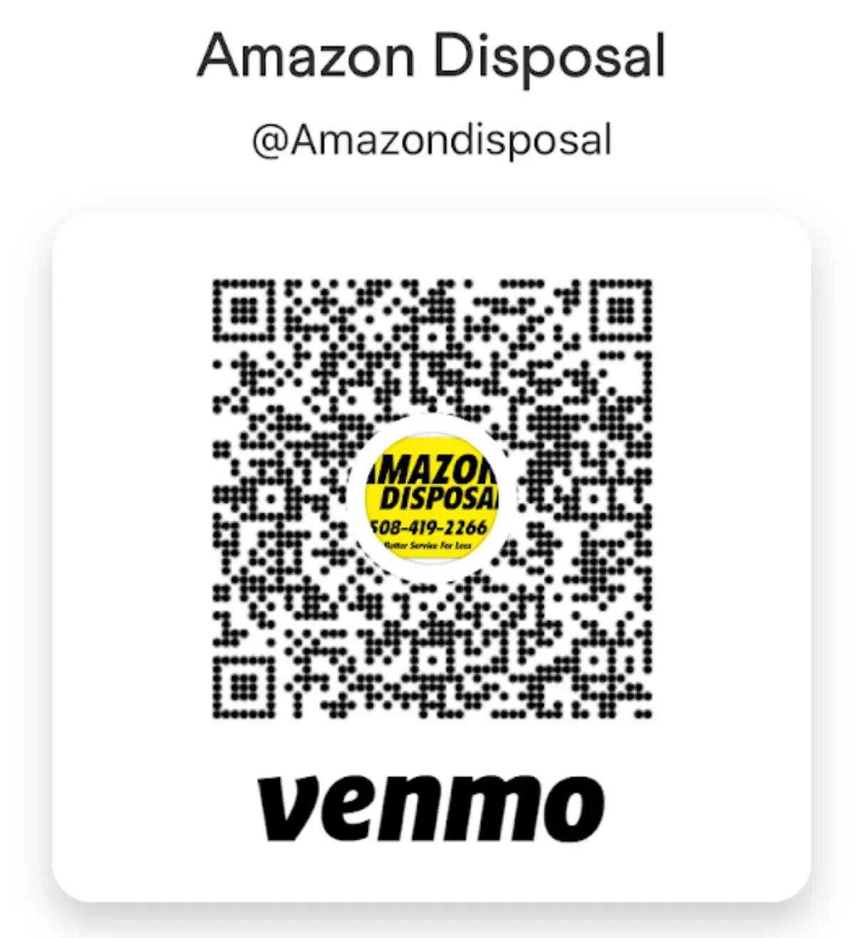 Venmo QR code for Amazon Disposal — scan to pay @Amazondisposal
